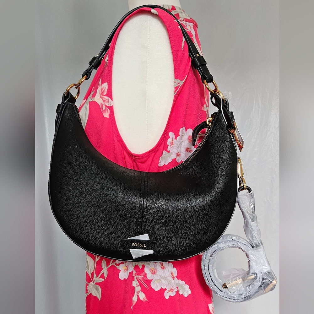 Fossil Black Hobo Bag NWT